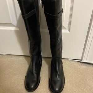 Italian Shoemaker Antonia Black Leather Riding Boot size 8.5 NWT